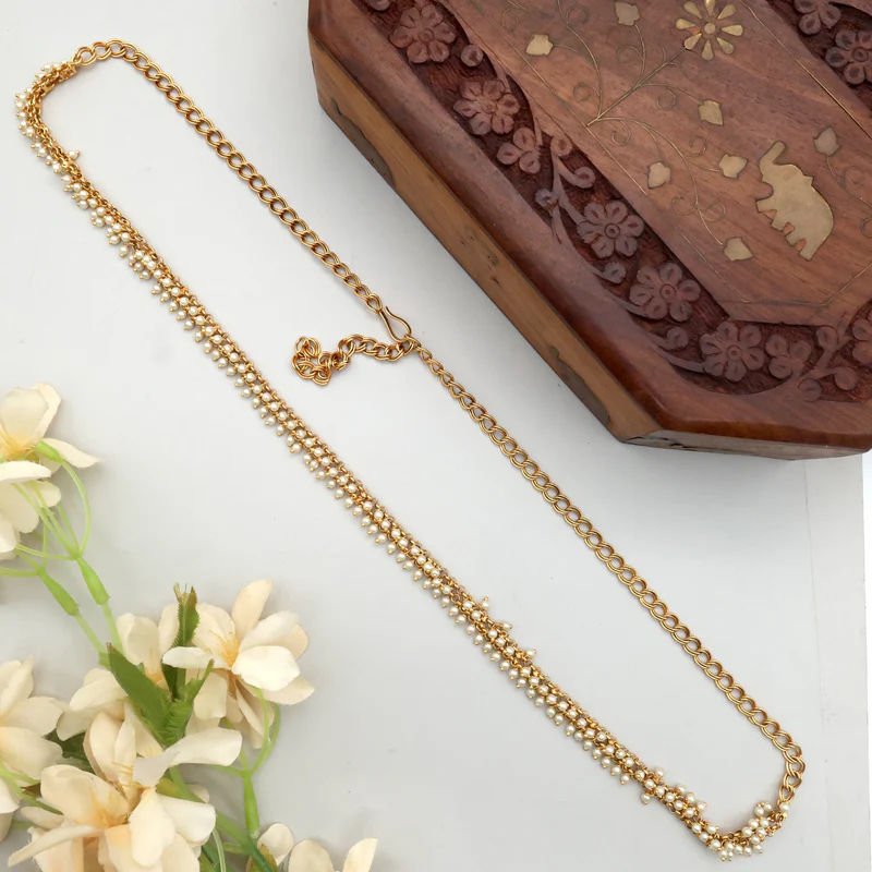 Antique Minimal Pearl Bridal Hip Chain